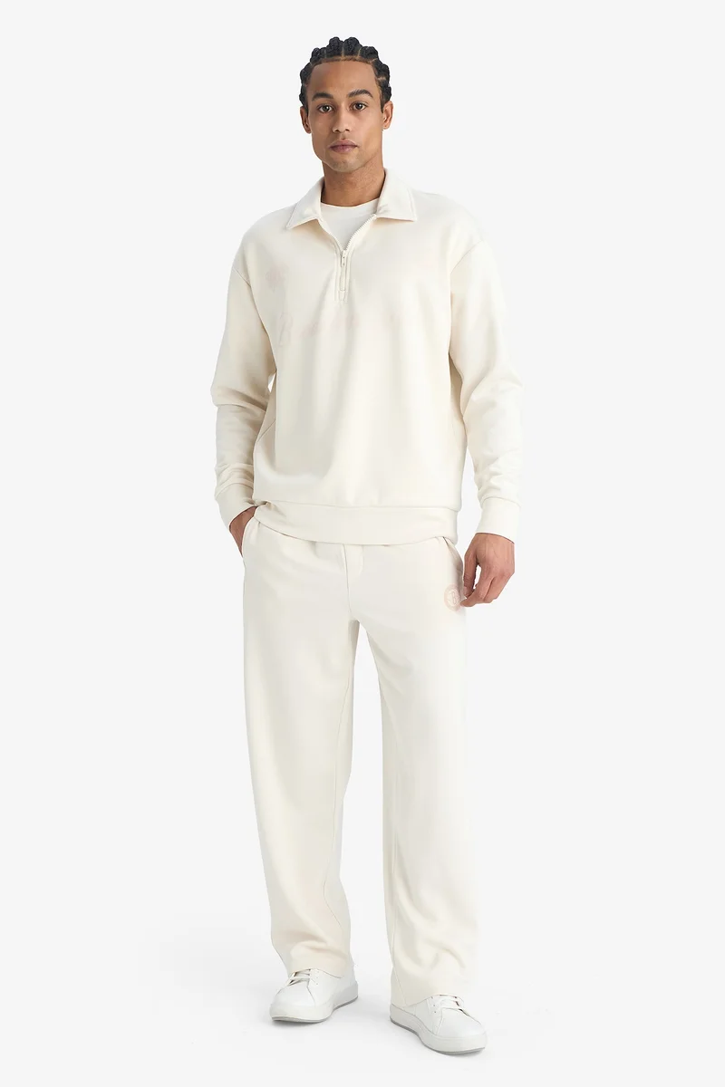 Defacto Relax Fit Polo Neck Half Zippered Modal Sweatshirt