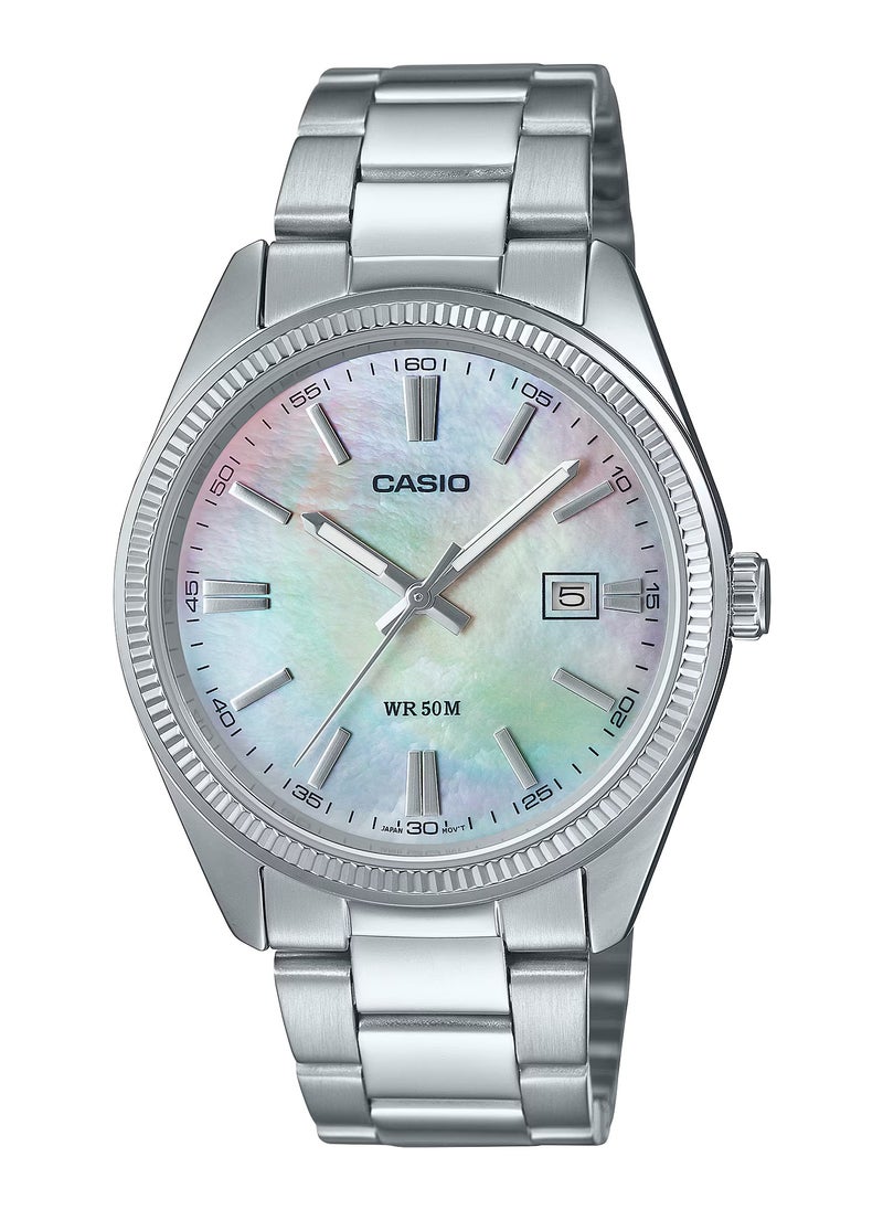 CASIO Quartz Mother of Pearl Dial Stainless Steel Strap Pair Watch MTP-1302DS-7AV/LTP-1302DS-4A  - Image 2