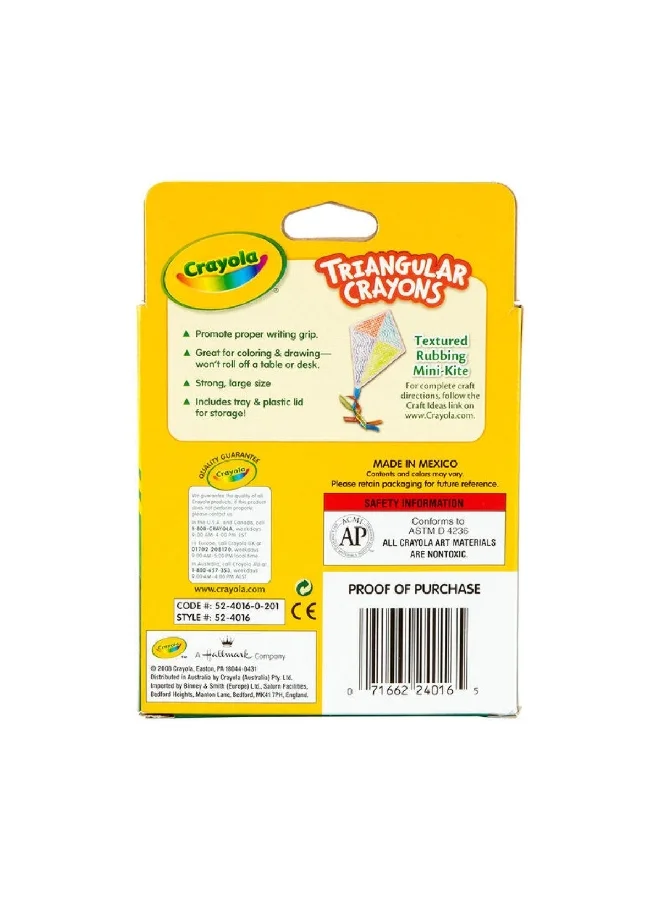 Crayola 16-Piece Anti-Roll Triangular Crayon Set Multicolour 15.24 x 10.79 x 2.85 cm CRA5240160000