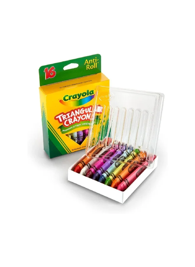 Crayola 16-Piece Anti-Roll Triangular Crayon Set Multicolour 15.24 x 10.79 x 2.85 cm CRA5240160000