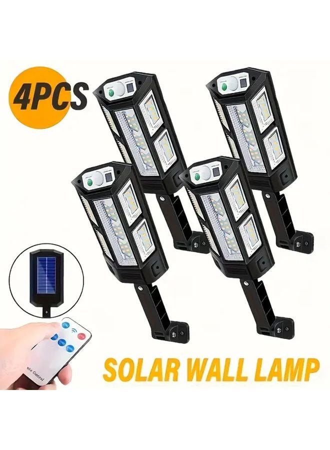 4pcs Smart Sensor Solar Wall Lights 6500K 3 Modes Outdoor Garden Patio - Image 1