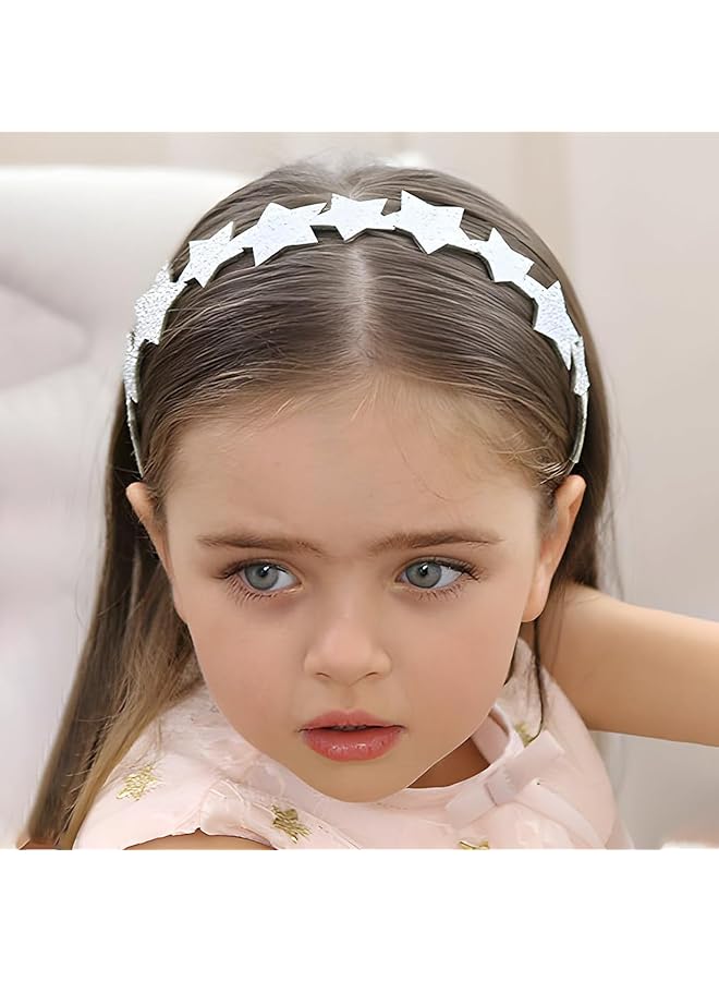 Excefore Glitter Headbands For Girls 3 Pack Silver Star Pink Headband Little Girls Hair Accessories Cute Toddler Headband Sparkly Hair Bands For Kids Children Teens Women - Image 3