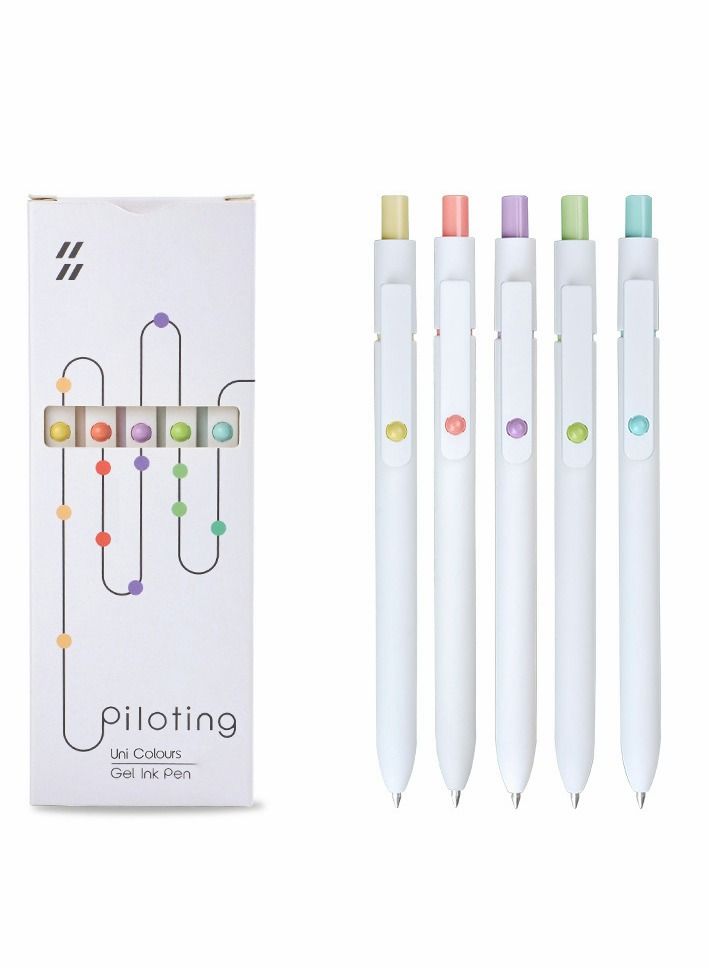 Generic 0.5 Gel Pen, Cute Kawaii Pens, Boxed Pen, Office Pen, Fine Point Signing Pen, Retractable Rolling Ball Quick-dry Ink Pens, Black Ink Smooth Writing Pen, for School Office Home, 5pcs (Academic Colors)  - Image 1