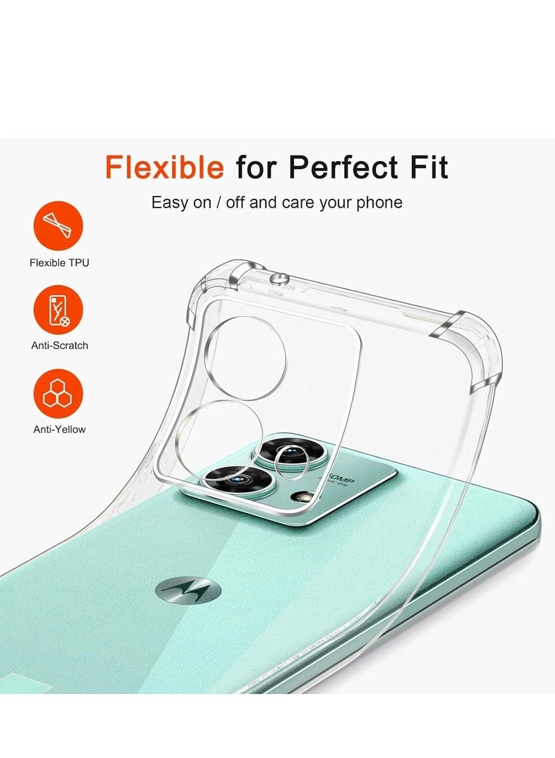 Techie Motorola Moto G84 TPU Bumper Corner Case with Camera Lens Protection Transparent Protective Back Cover - Image 2