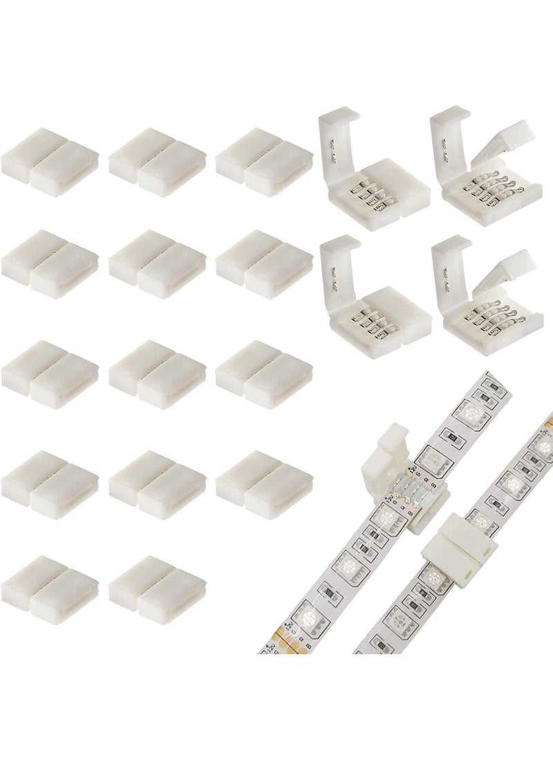 CHARKEE CHARKEE LED Light Connectors for Strip Lights  20 Packs 4 Pin Connector 10mm Wide Solderless Adapter Rope Light Clips with Unwired Design for SMD 5050 LED Tape Lighting  - Image 1