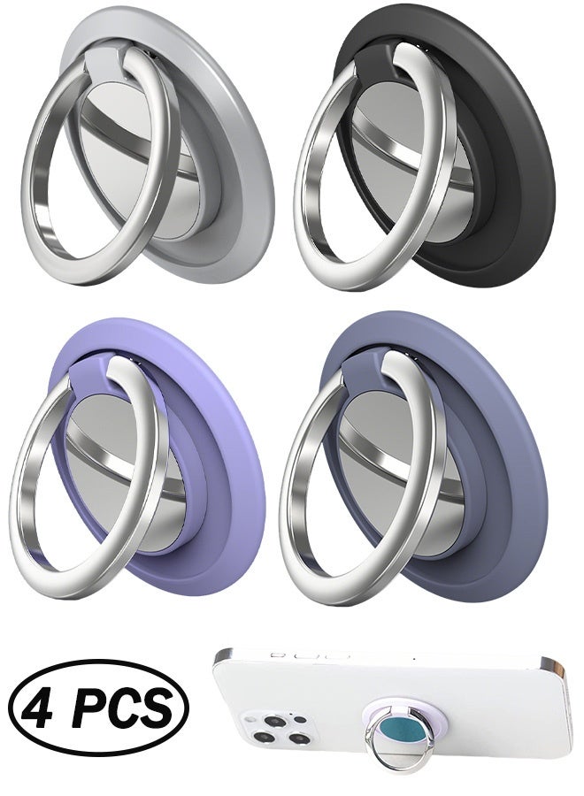 4Pcs Magnetic Cell Phone Ring Holder 360° Rotation Collapsible Mobile Phone Grip Stand Holder Finger Ring Grip - Image 1