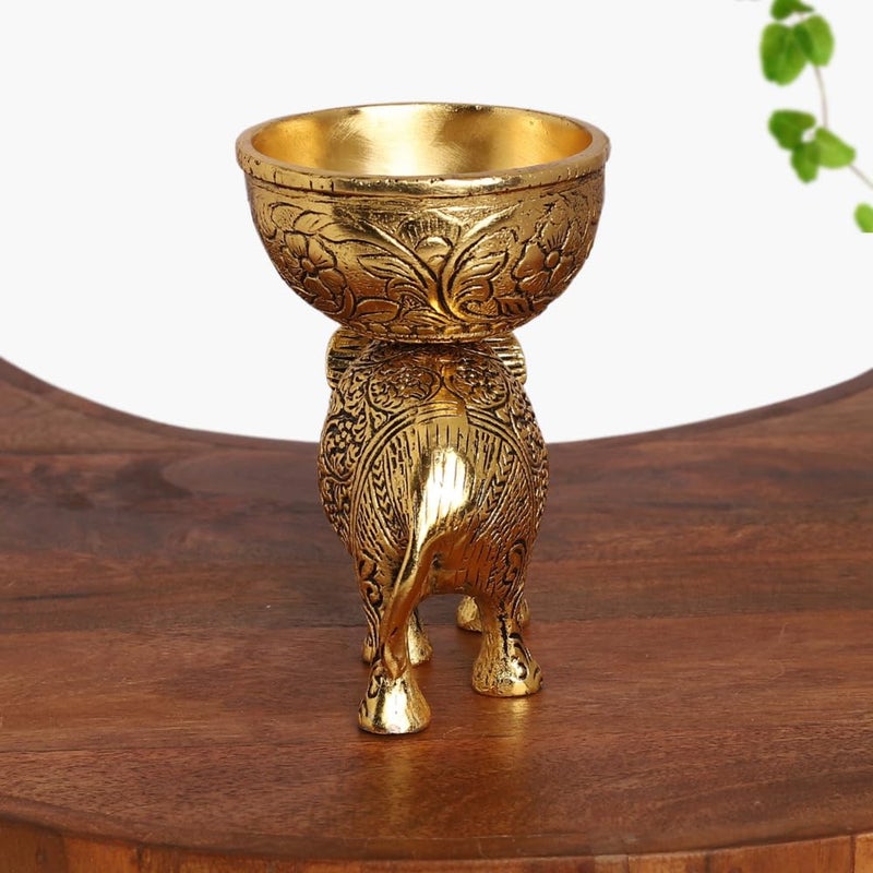 SMILES GIFT Gold Plated (Pair of 2) Elephant Bowl Set | Aluminium Figurine | for Dry Fruits, Sweets, Home Dcor & Return Gift - Image 4