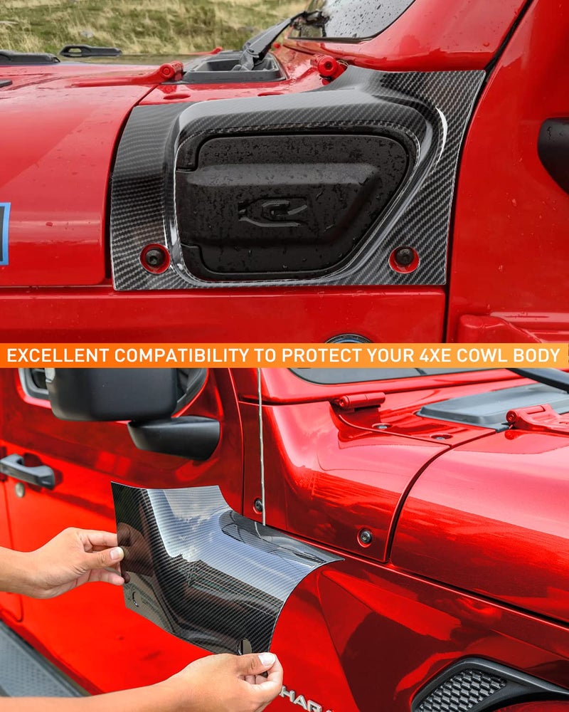 Savadicar Cowl Body Armor, Outer Cowl Covers, Corner Guards Compatible with 2021 2022 2023 2024 2025-Present Jeep Wrangler 4xe, Exterior Accessories Parts, Carbon Fiber, Pair - Image 5