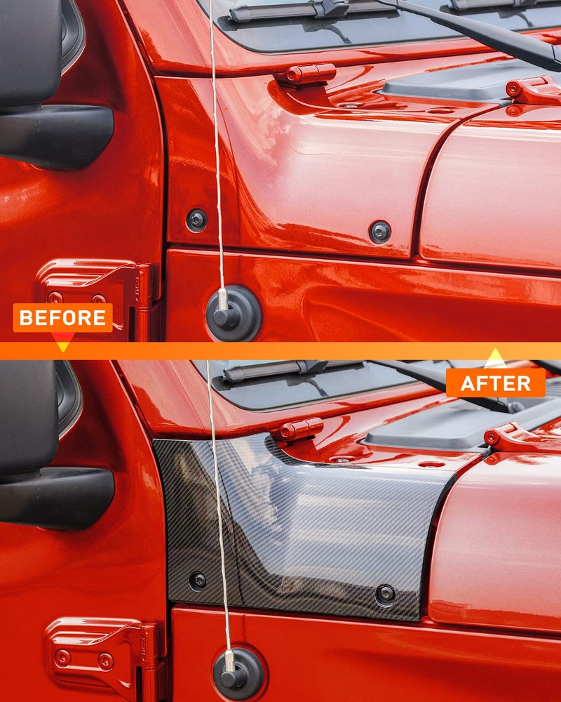 Savadicar Cowl Body Armor, Outer Cowl Covers, Corner Guards Compatible with 2021 2022 2023 2024 2025-Present Jeep Wrangler 4xe, Exterior Accessories Parts, Carbon Fiber, Pair - Image 4