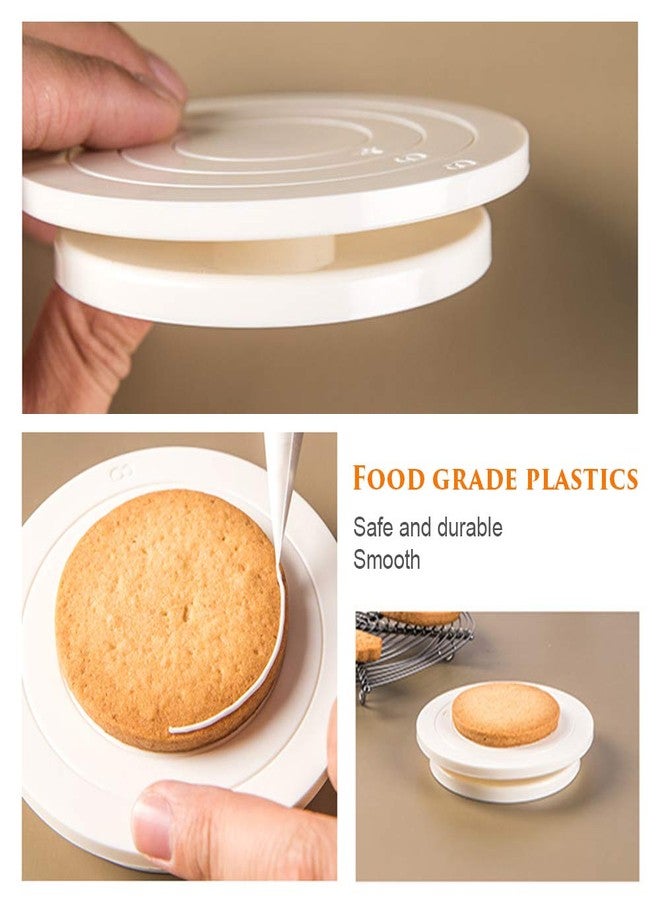 Aprildecember 4.7 inch (12cm) Round Cookie Decorating Turntable, Rotating Cake Turntable Stand Baking Decor Plate, Food Contact Safe Plastic - White - Image 4