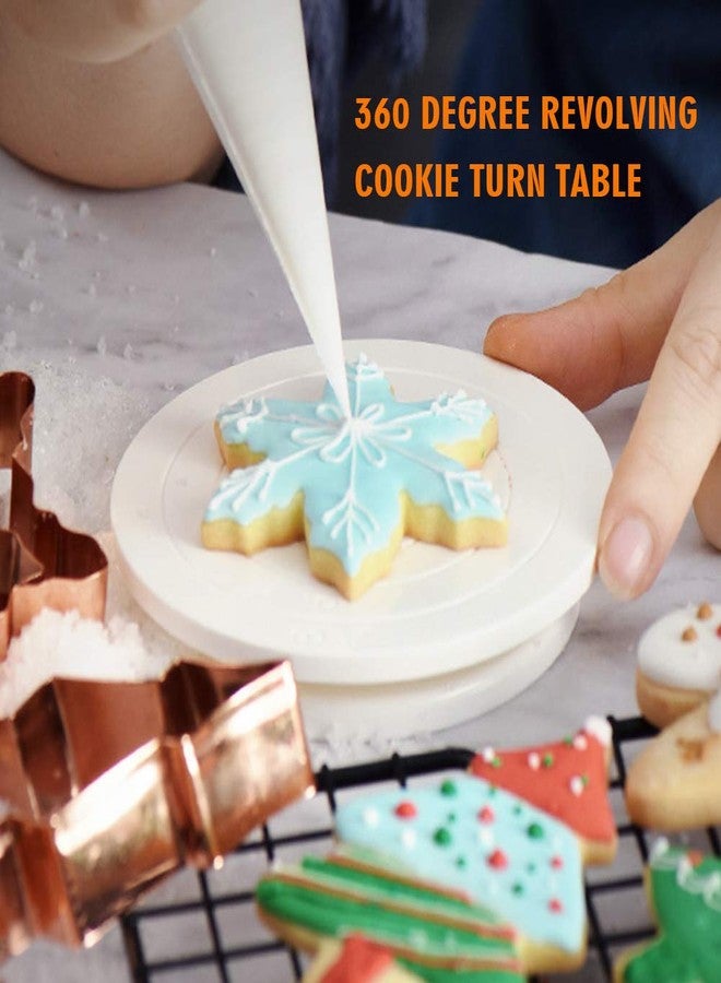 Aprildecember 4.7 inch (12cm) Round Cookie Decorating Turntable, Rotating Cake Turntable Stand Baking Decor Plate, Food Contact Safe Plastic - White - Image 3