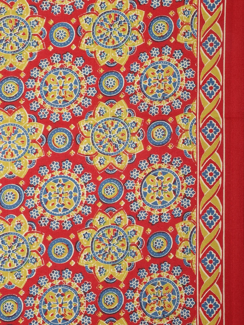 AKS  Vibrant Red Floral Print Fabric for Crafts  | Best Price UAE
