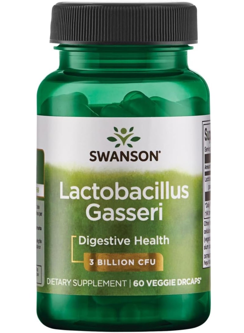 SWANSON Lactobacillus Gasseri - مكمل بروبيوتيك يدعم صحة الجهاز الهضمي مع 3 مليار وحدة تشكيل مستعمرة - تصميم الإصدار لدعم الشبع واستقلاب الدهون - (60 كبسولة نباتية) - Image 1
