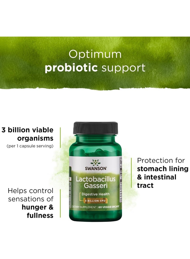 SWANSON Lactobacillus Gasseri - مكمل بروبيوتيك يدعم صحة الجهاز الهضمي مع 3 مليار وحدة تشكيل مستعمرة - تصميم الإصدار لدعم الشبع واستقلاب الدهون - (60 كبسولة نباتية) - Image 3