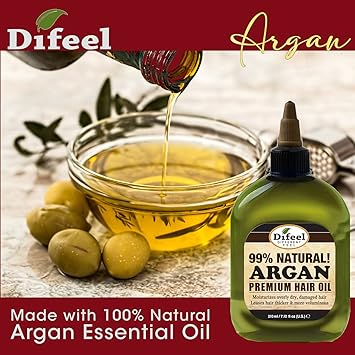 difeel Difeel Premium Natural Hair Oil Argan Oil Moisturizes Dry Hair Smoothes Hair Follicles Leaves Hair Thicker Softer Silkier 235 ml - Image 2