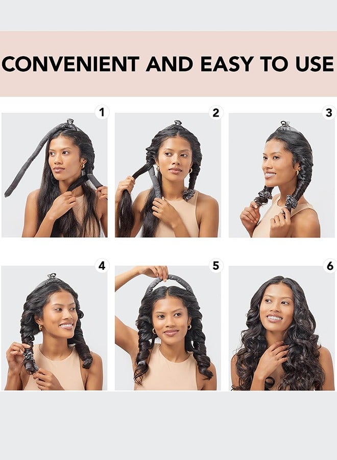 Kitsch Satin Heatless Curling Set, No Heat Hair Rollers for Effortless Overnight Curls, Includes Curling Rod and Satin Scrunchies in Charcoal - Image 5
