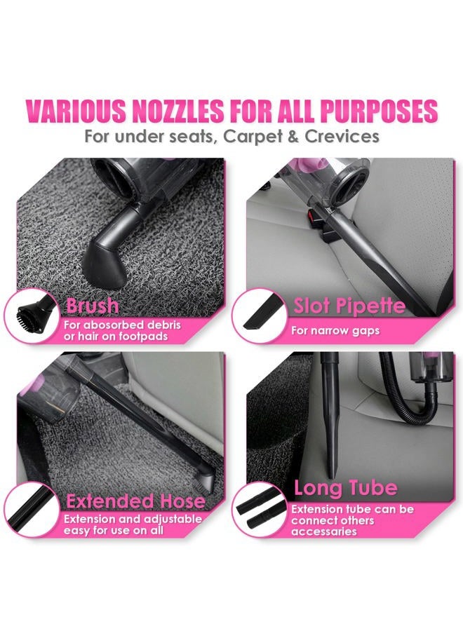 Viewsun 17pcs Car Cleaning Kit, Pink Car Interior Detailing Kit with High Power Handheld Vacuum, Detailing Brush Set, Windshield Cleaner, Cleaning Gel, Complete Auto Accessories for Women Gift - Image 3
