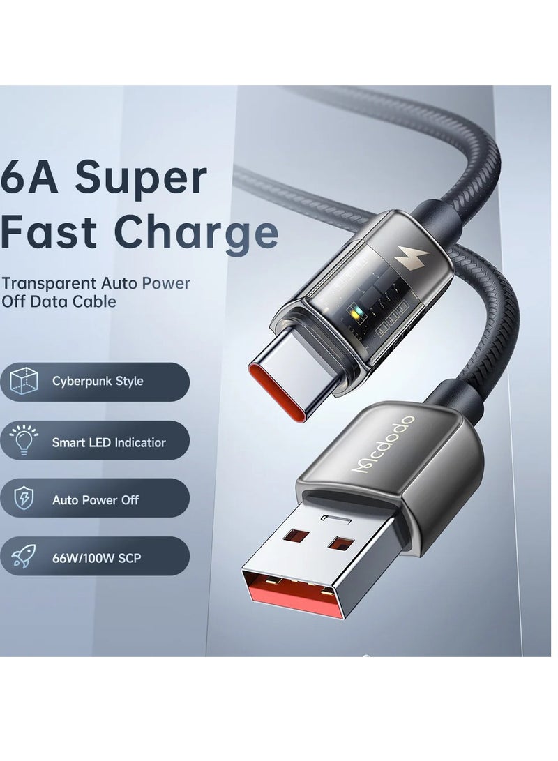 Mcdodo CA3150 Auto Power Off 6A Type-C Super Charge Transparent Data Cable 1.2m - Image 3
