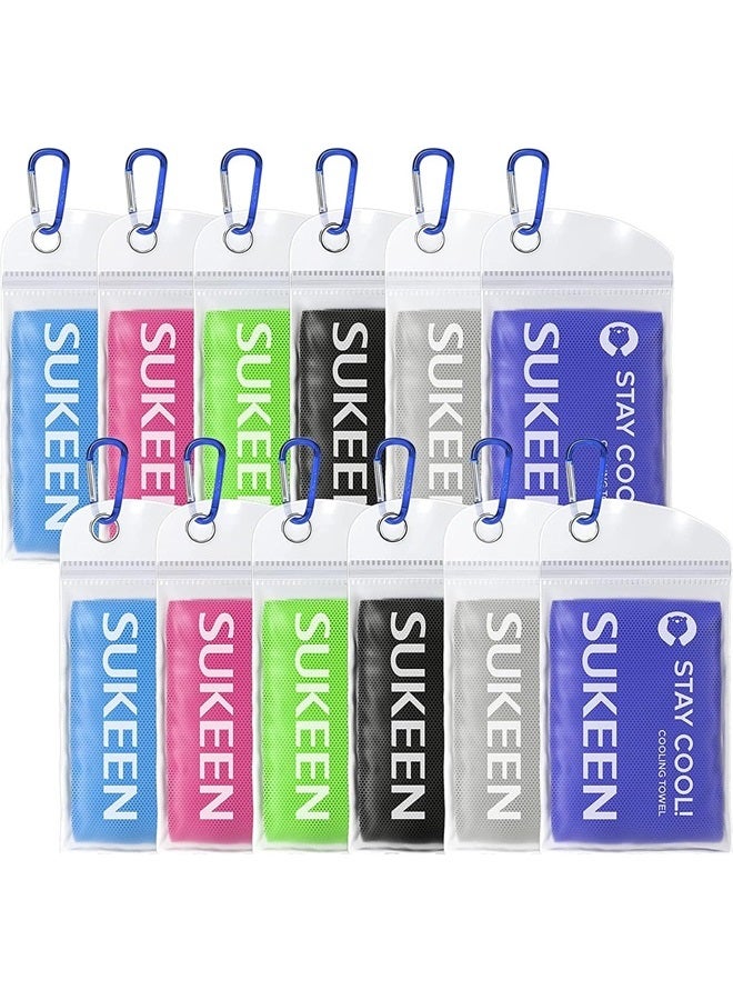 Sukeen 12 عبوة من مناشف الرياضة المبردة بالجملة (40"x12"), لفائف تبريد الرقبة سريعة الجفاف, منشفة ميكروفايبر ناعمة وقابلة للتنفس للرياضيين, عشاق اللياقة البدنية في الصالة الرياضية, العمال في الصيف الخارجي - Image 1