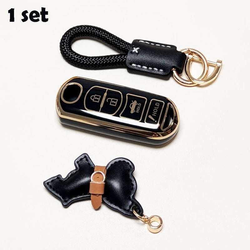Black 3 Piece Set TPU Key Fob Cover For Mazda 3 6 8 CX5 CX7 Miata Silicone Shell - Image 1