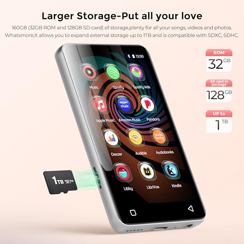 Innioasis MP3 Player with Bluetooth and WiFi, 160GB MP3 Player with Spotify for Kids, 4" Touch Screen Android MP3 MP4 Player with Pandora,Amazon Music,Audible,Libby,Audiobooks(White) - Image 5