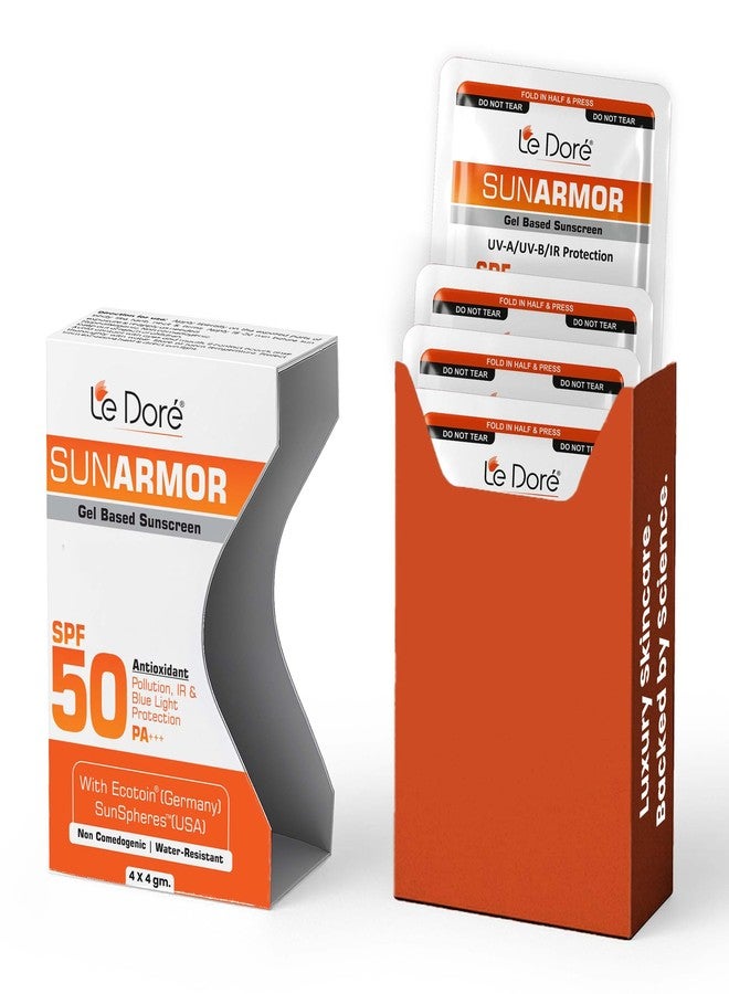 Le Dore Le Doré SunArmor SPF 50 Gel Sunscreen Sachets | PA+++ UV-A/UV-B Protection | Lightweight Non-Comedogenic Travel Sunscreen Pack | 4 × 4g - Image 1