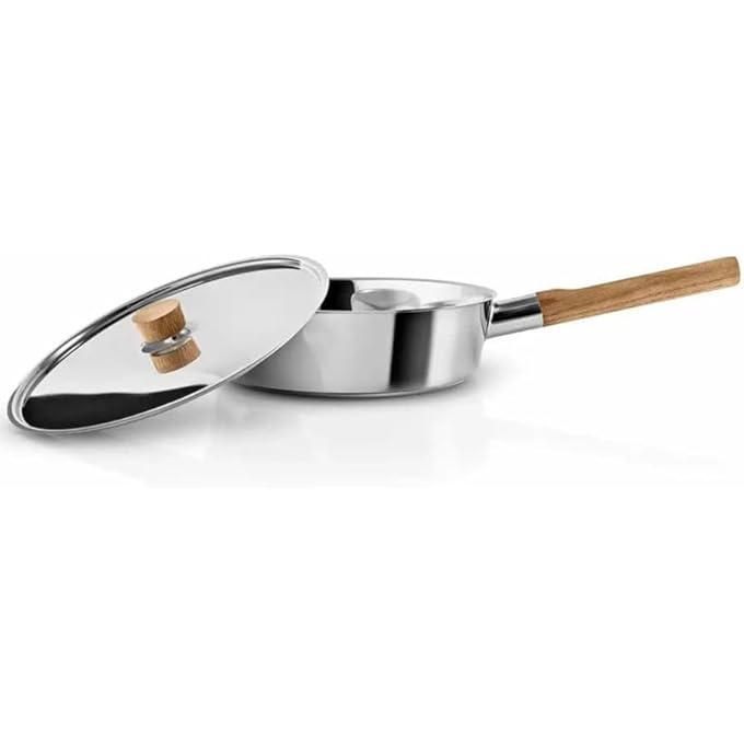 BS Eva Solo Nordic Kitchen Stainless Steel Saucepan  15 L  Elegant Polished Finish Oak Wood Handle  Lid Knob Durable  Stylish Compatible With All Hob Types Kitchen Saut Pan  24 Cm - Image 4