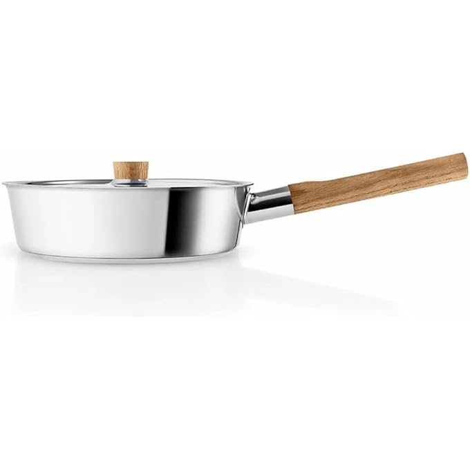 BS Eva Solo Nordic Kitchen Stainless Steel Saucepan  15 L  Elegant Polished Finish Oak Wood Handle  Lid Knob Durable  Stylish Compatible With All Hob Types Kitchen Saut Pan  24 Cm - Image 3