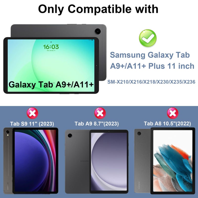 rantice Case for Samsung Galaxy Tab A11+/A11 Plus, Tab A9+/A9 Plus Case, with Screen Protector & Larger Kickstand, 3-Layer Heavy Duty Shockproof Protective Case for SM-X210/X216/X218/X230/X235/X236, Black - Image 2