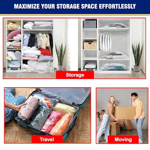 UB Unity Brand Unity Brand 5 Pack Vacuum Bags for Travel with Hand Pump Airtight Reusable Space Saver Compression Storage Bags for Packing, Vaccine Sealer Bags with Ziplock (1 Large/2 Medium/2 Small) (Pack Of 5) - Image 3