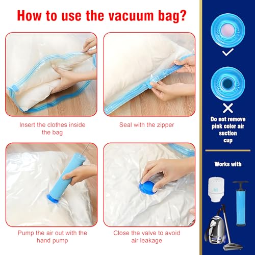 UB Unity Brand Unity Brand 5 Pack Vacuum Bags for Travel with Hand Pump Airtight Reusable Space Saver Compression Storage Bags for Packing, Vaccine Sealer Bags with Ziplock (1 Large/2 Medium/2 Small) (Pack Of 5) - Image 5