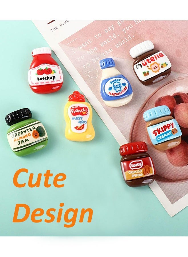 مجموعة مغناطيسات الثلاجة من 7 قطع، مغناطيسات ثلاجة صغيرة على شكل زجاجة بهارات، مجموعة مغناطيسات زخرفية لطيفة من الراتنج للمنزل والمطبخ والمكتب والمدرسة والديكور على السبورة البيضاء - Image 3