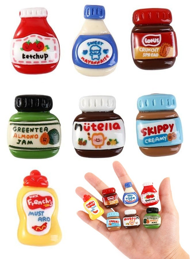 مجموعة مغناطيسات الثلاجة من 7 قطع، مغناطيسات ثلاجة صغيرة على شكل زجاجة بهارات، مجموعة مغناطيسات زخرفية لطيفة من الراتنج للمنزل والمطبخ والمكتب والمدرسة والديكور على السبورة البيضاء - Image 1