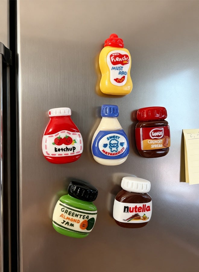 مجموعة مغناطيسات الثلاجة من 7 قطع، مغناطيسات ثلاجة صغيرة على شكل زجاجة بهارات، مجموعة مغناطيسات زخرفية لطيفة من الراتنج للمنزل والمطبخ والمكتب والمدرسة والديكور على السبورة البيضاء - Image 5