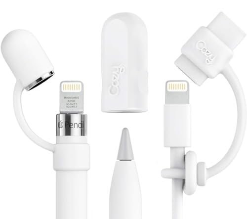 Cozy [4-Piece] PencilCozy Combo Pack Cozy - Original Apple Pencil Accessories (Cap Holder/Keeper/Tether) Compatible Apple iPad Pro iPencil Charger/Nib | Case Friendly Design (White-Combo) - Image 5