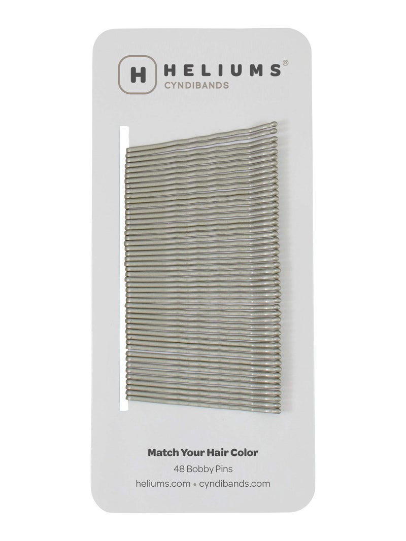 Heliums Bobby Pins - Metallic Matte Gray - 2 Inch Wavy Hair Pins, Color Matched for Grey and Silver Hair, 48 Count - Image 1