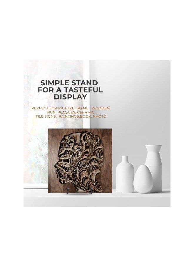 The Bros Plate Stands for Display | Picture Frame Stand | 2 Pcs 6" Inches Plate Holders for Displaying | Metal Frame Stand For Pictures, Photos, Decorative Plates And Tabletop Art (Black)  - Image 4
