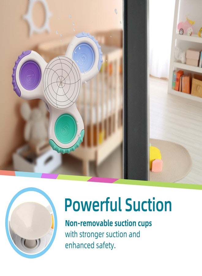 LiKee Strong Suction Cup Fidget Rotating Sensory Bath Toys for Baby 12 18 Months Airplane Car Travel Table & Window Toys for 1 2 Years Old Toddler Boys and Girls (Space-1) - Image 3