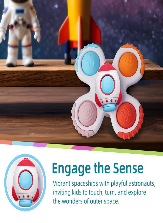 LiKee Strong Suction Cup Fidget Rotating Sensory Bath Toys for Baby 12 18 Months Airplane Car Travel Table & Window Toys for 1 2 Years Old Toddler Boys and Girls (Space-1) - Image 4
