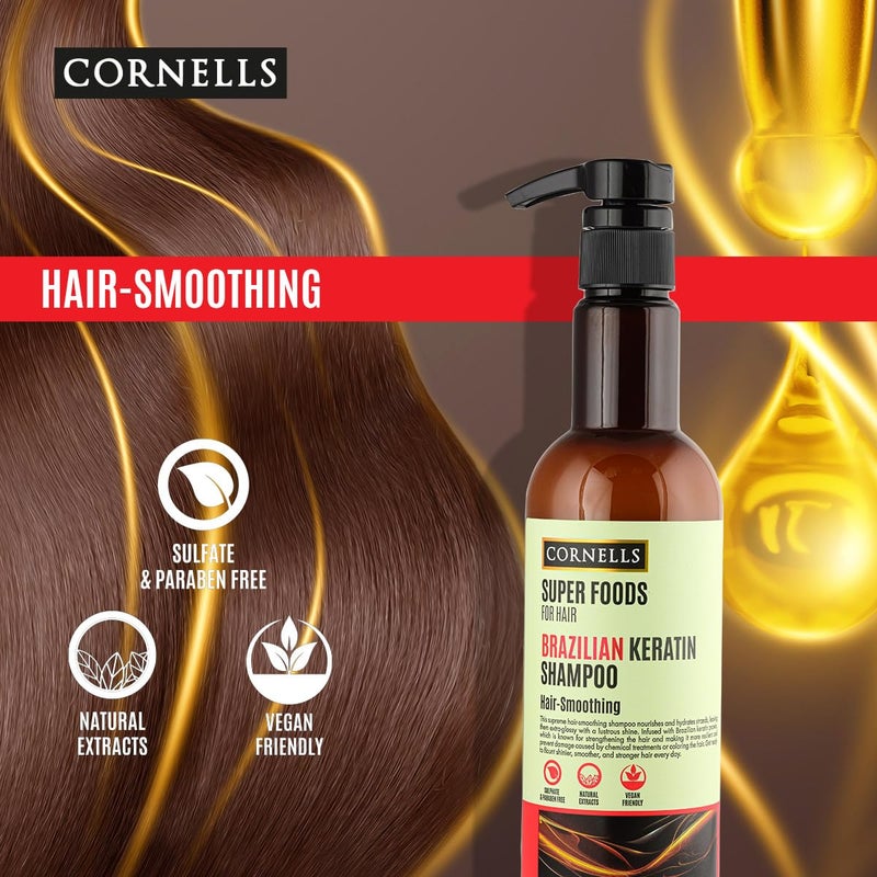 CORNELLS WELLNESS Cornells Super Foods For Hair Brazilian Keratin Shampoo 500ml | For Men & Women | Smoothing | Sulphate & Paraben Free | Hair Care - Image 3