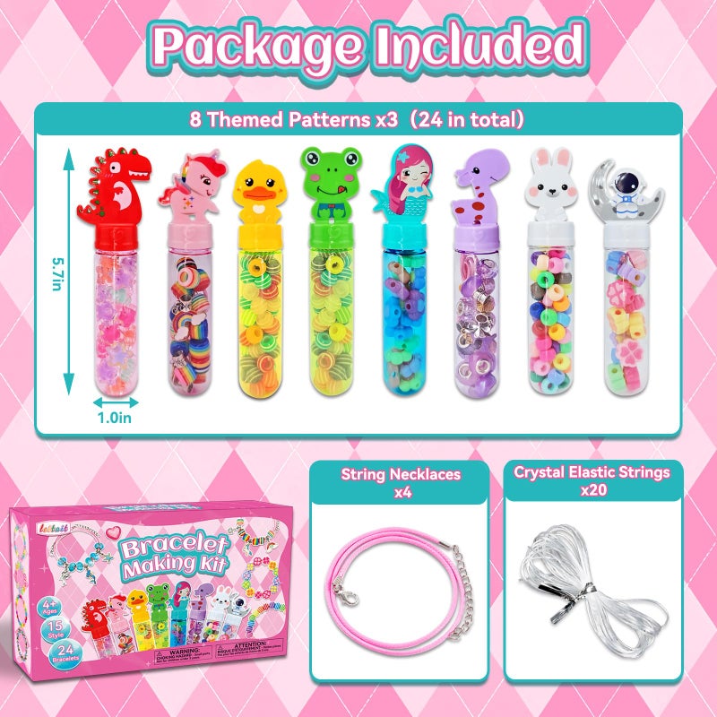leitait 24 Pack Bracelet Wands,Charm Bracelet Jewelry Making Kit,Arts Crafts for Kids,Unicorn Party Favors Supplies,Goodie Bags Stuffers,Classroom Prizes,Birthday Gifts for Girls Ages 4-8 Years Old - Image 4