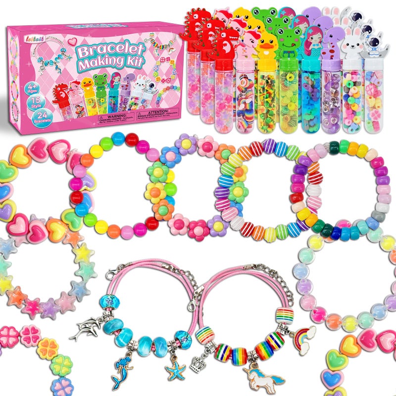 leitait 24 Pack Bracelet Wands,Charm Bracelet Jewelry Making Kit,Arts Crafts for Kids,Unicorn Party Favors Supplies,Goodie Bags Stuffers,Classroom Prizes,Birthday Gifts for Girls Ages 4-8 Years Old - Image 1