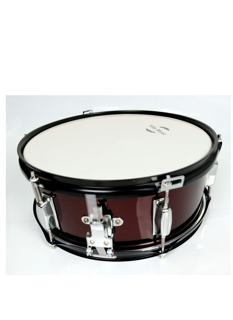 Mike Music 14 x 5.5 Inches Wine Red Snare Drum with Stand by Mike Music - Ideal for Beginners and Professional Drummers  - Image 4
