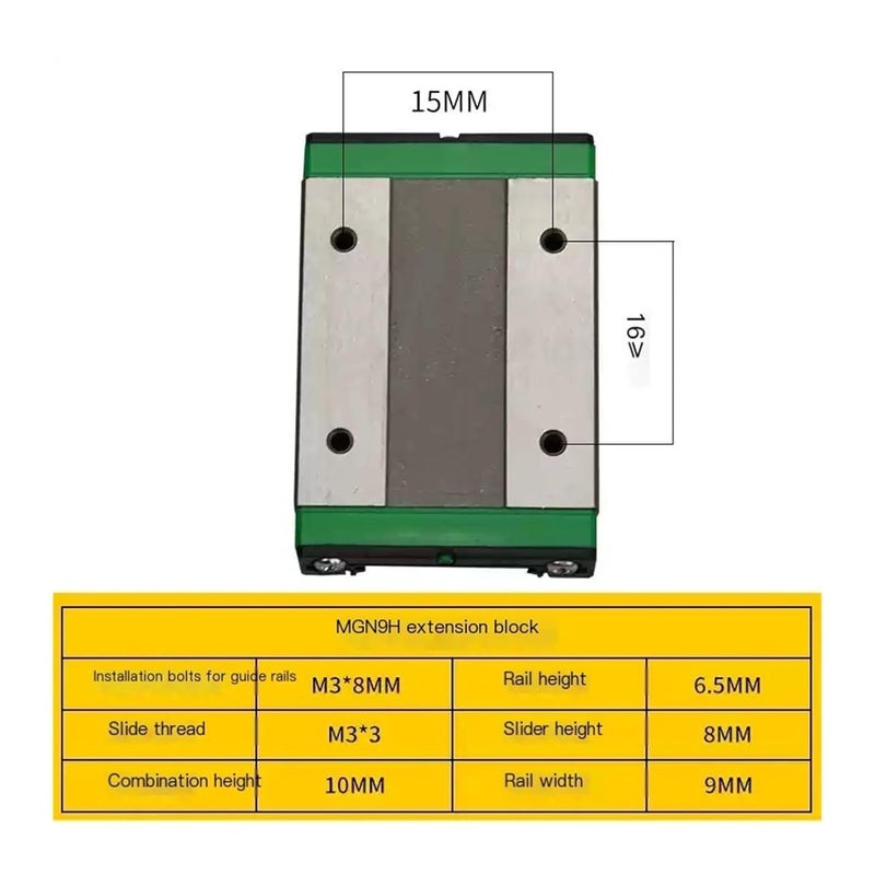 دليل خطي مصغر MGN9، موديل MGN9C، الطول من 100 إلى 800 مم، مناسب لطابعات 3D بقياس 2.4 بوصة، أو لاستخدامه كمنزلق خطي لوحي (MGN9) أو منزلق ضيق (MGN9H، بطول 550 مم). - Image 2