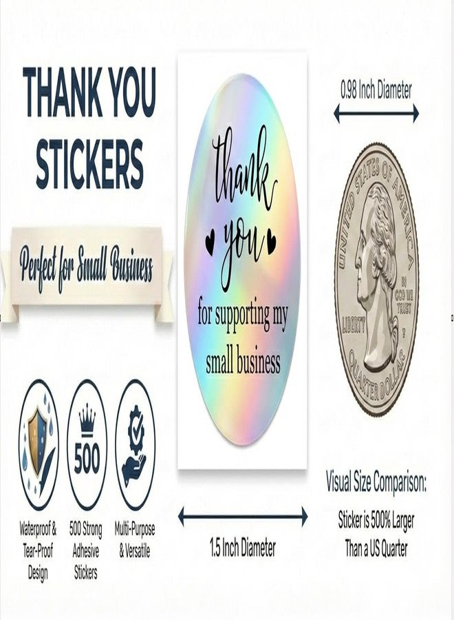 IBAKE 500 PCS Holographic Thank You for Supporting My Small Business Stickers - 1.5 Inch Round Self-Adhesive Waterproof Labels - Eye-Catching Packaging Seals for Orders, Gift Bags, Boxes & Envelopes - Image 4