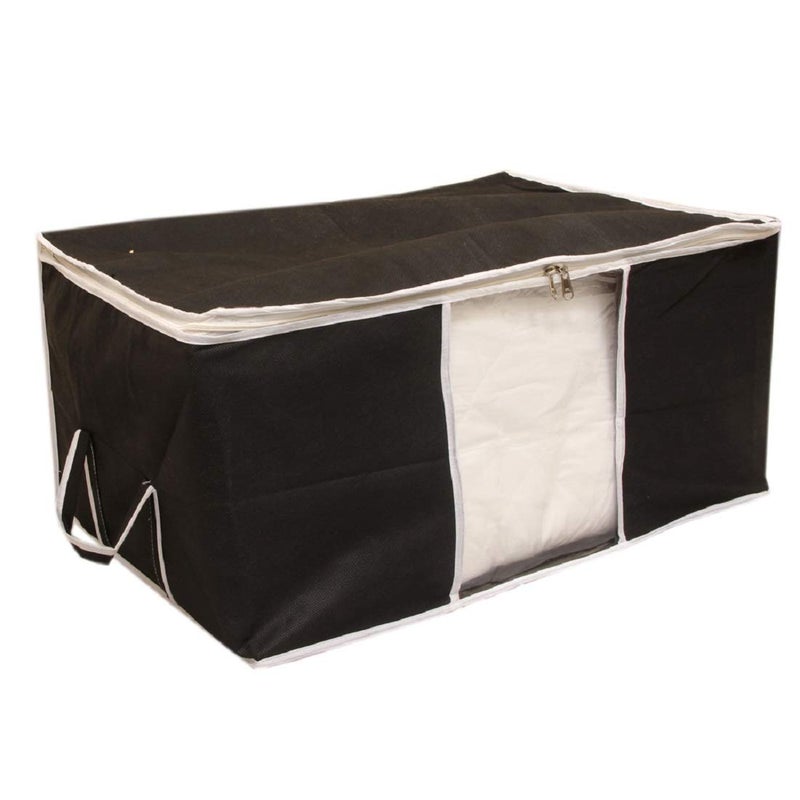 Kuber Industries Plain 2 Piece NonWoven Underbed Storage OrganiserOrganiser Extra Large Black CTKTC01636 - Image 2