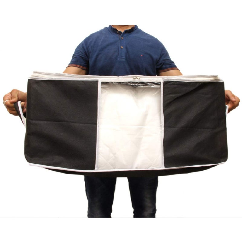 Kuber Industries Plain 2 Piece NonWoven Underbed Storage OrganiserOrganiser Extra Large Black CTKTC01636 - Image 5