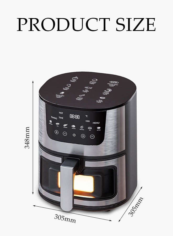 DUNISO Air fryer, multifunctional intelligent visual oven, stainless steel fryer, non stick, detachable, 2400W, suitable for deep frying, grilling, deep frying and baking, 7L, black  - Image 2