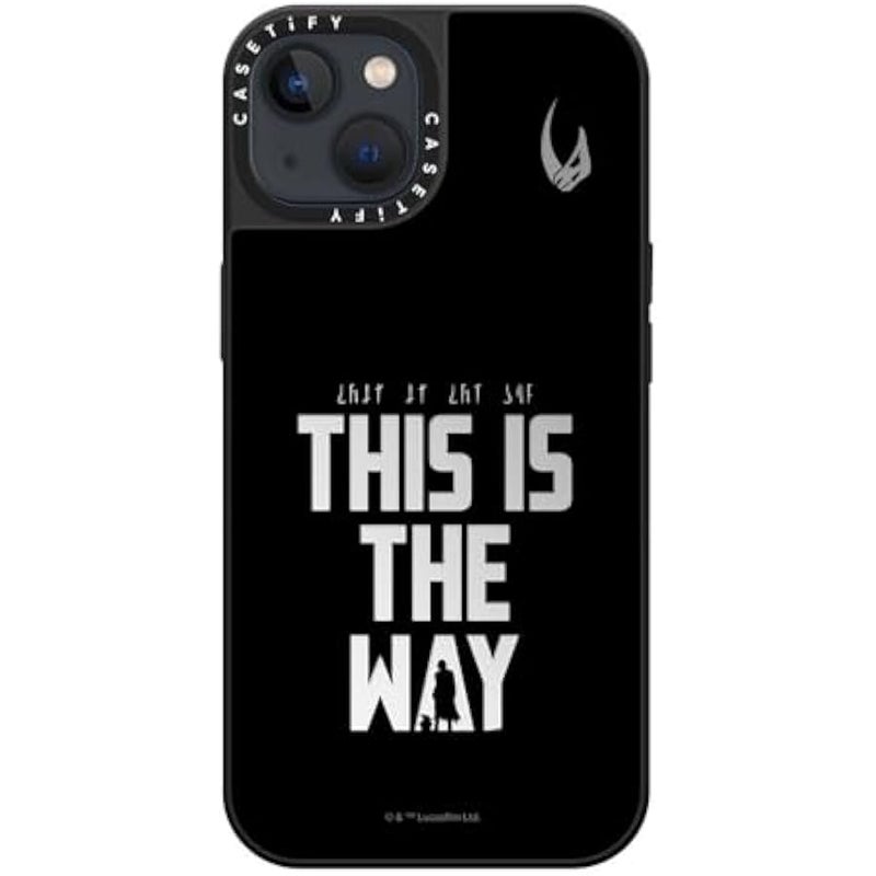Casetify Mirror iPhone 13 Case 【Mandalorian Co-Lab / 4.9ft Drop Protection/Compatible with Magsafe】 - This is The Way - Black - Silver on Black - Image 4