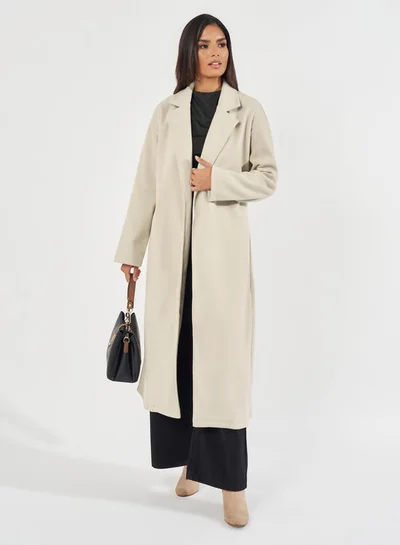 Styli Regular Fit Midi Belted Wool Like Coat